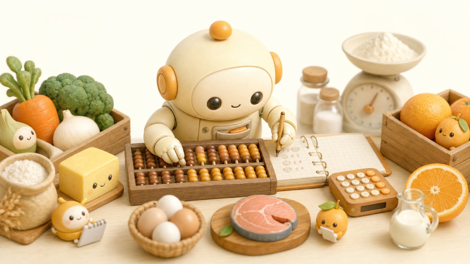 材料費と一皿の原価を計算する料理人